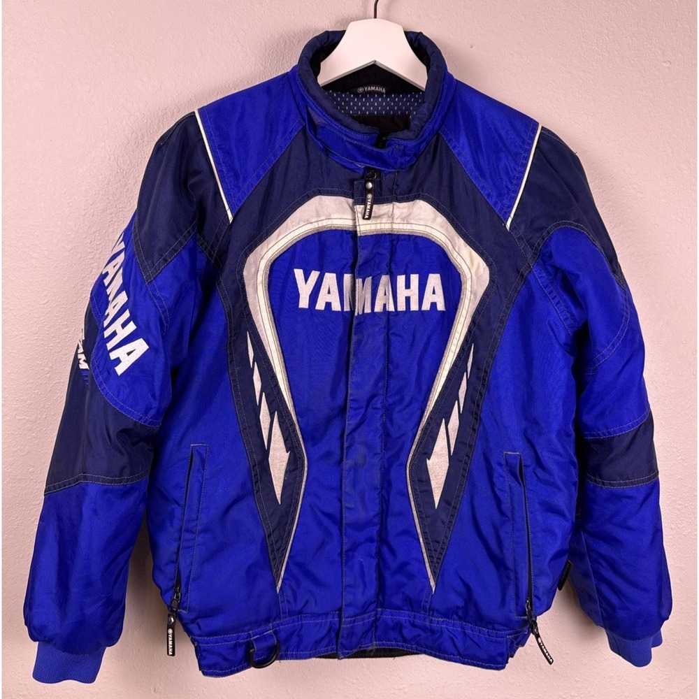 Vintage Yamaha FXR Youth Team Jacket Size 12 Blue Snowmobile Racing Y2K